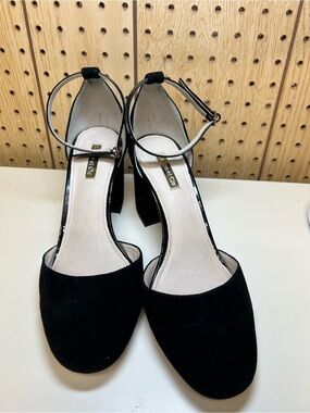 Louise et Cie Black Ankle-Strap Block Heels